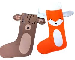 PANEL vánoční punčocha- desén liška a medvěd vyrobeno v EU