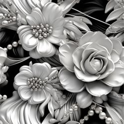 Bílé květy a perličky - materiálové varianty   