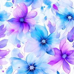 Akvarelové kytky modré na bílé - materiálové varianty  