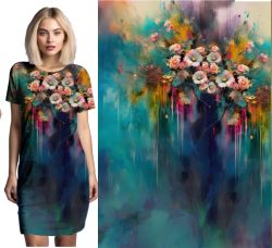 DVOJPANEL na šaty / triko/leginy - akvarelová zeď- materiálové varianty mavaga design