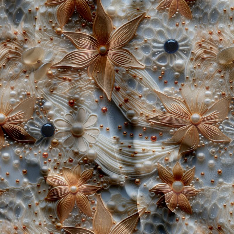 3D květy Zlato-bílé perličky - materiálové varianty mavaga design