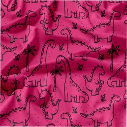 Jednobarevný tisk Dinosauři - zimní softshell - varianty barev - barva FLUO RŮŽOVÁ, č. 883 soft - atest pro děti