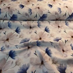 Mušelín ( fáčovina ) dvojitý - akvarelové květy větší vyrobeno v EU- atest pro děti bavlna