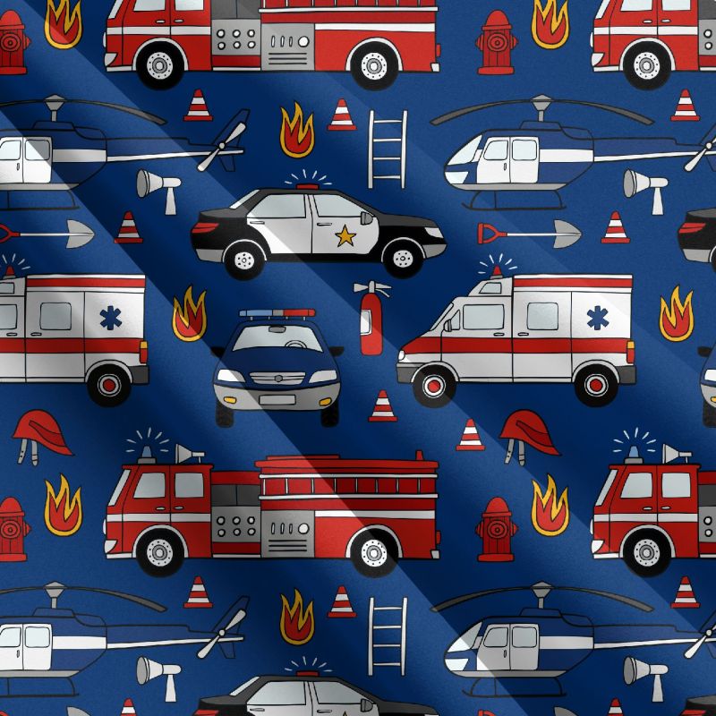 Teplákovina hasičská auta, teplákovina hasiči EU-úplety atest pro děti