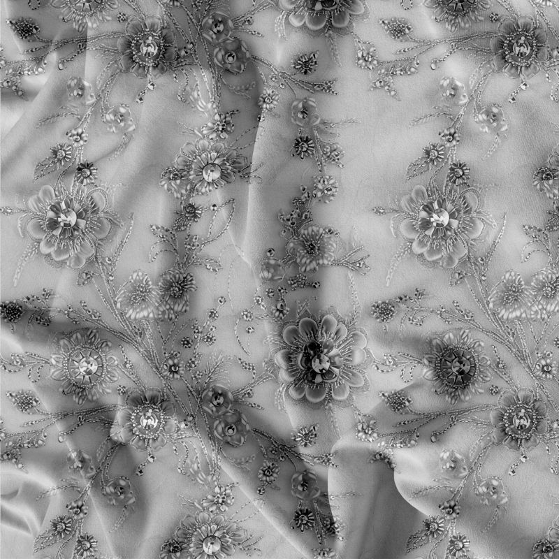 silky výšivka, silky tisk, látka vyšívané květy mavaga design