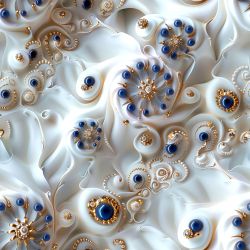 Bílé květy s perličkami- materiálové varianty  