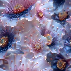 Světlé květy s perličkami- materiálové varianty 