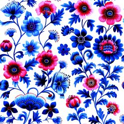 Modré + růžové folklor květy --materiálové varianty   