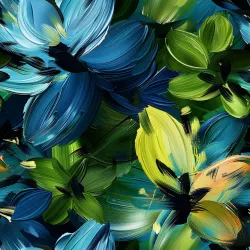 Temperové květy modro-zelené- materiálové varianty 