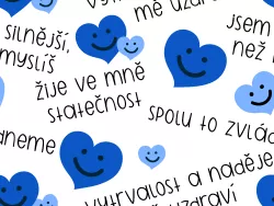 Zdraví - motivační texty se srdíčky modrá - materiálové varianty