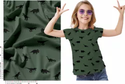 Minimalistická látka s dinosaury na khaki